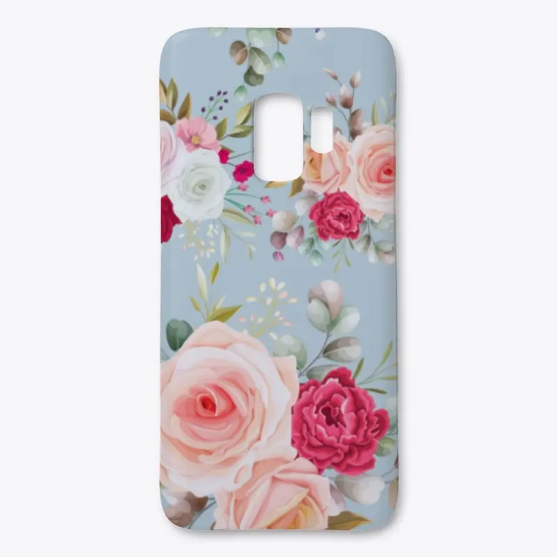 Sky blue bright floral design 